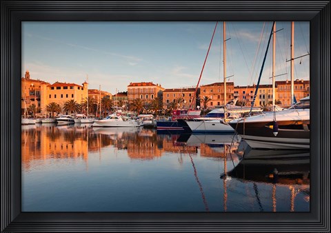 Framed Corsica, France Marina at Sunset Print