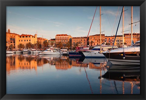 Framed Corsica, France Marina at Sunset Print