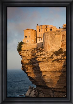 Framed Cliffside Houses at Dawn Print