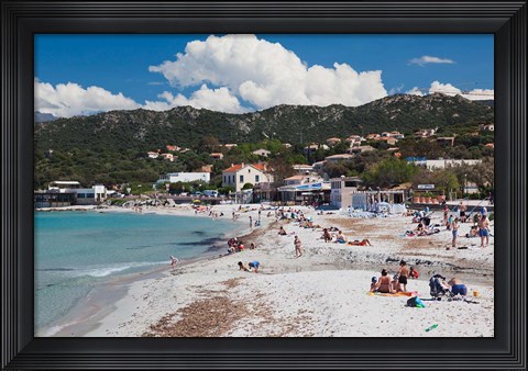 Framed Lle Rousse Town Beach Print