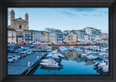 Framed Bastia Port at Dusk Print