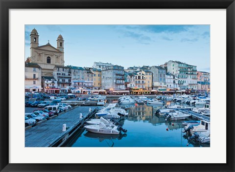 Framed Bastia Port at Dusk Print