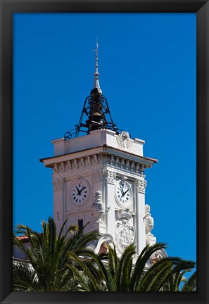 Framed Ajaccio Town Hall Clock Tower Print