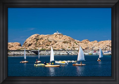 Framed Sailboats in Corsica, France Print