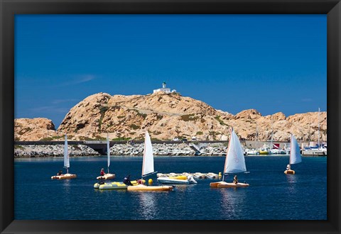 Framed Sailboats in Corsica, France Print