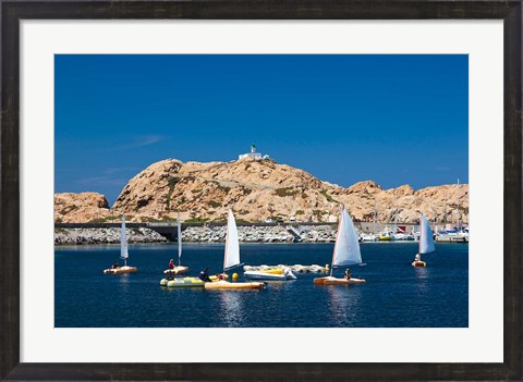 Framed Sailboats in Corsica, France Print