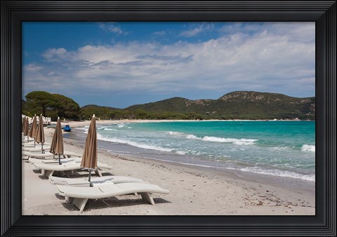 Framed Beach Lounge Chairs Print