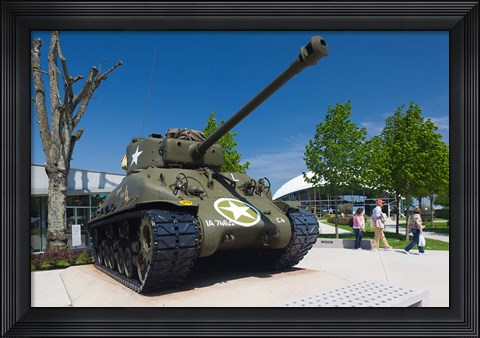 Framed US Sherman tank, Airborne Museum Print
