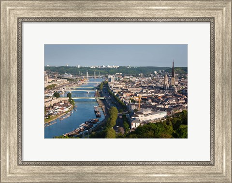 Framed City Above Seine River, Rouen Print