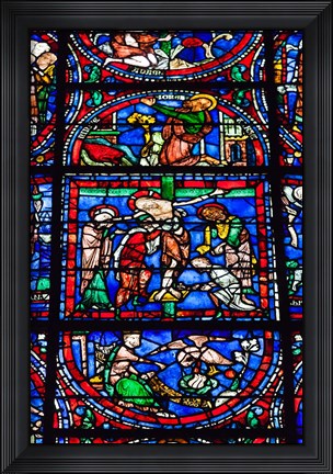 Framed Stained Glass Window in Chartres Cathedral Print