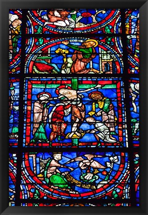 Framed Stained Glass Window in Chartres Cathedral Print