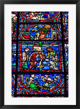 Framed Stained Glass Window in Chartres Cathedral Print