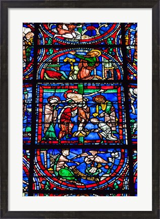 Framed Stained Glass Window in Chartres Cathedral Print