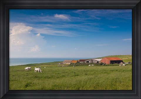 Framed Farm by Cap Blanc Nez, Escalles Print