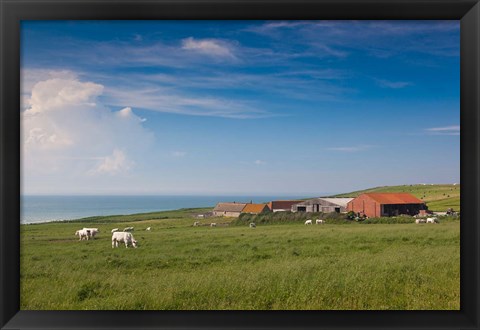 Framed Farm by Cap Blanc Nez, Escalles Print