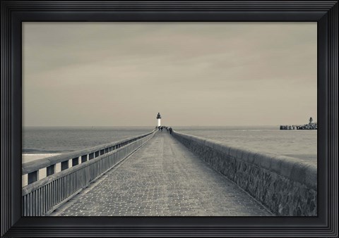 Framed West Jetty in The Port of Calais Print