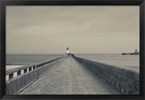 Framed West Jetty in The Port of Calais Print