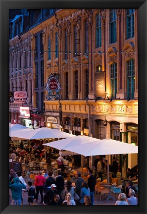 Framed French Flanders Cafes at Dusk Print