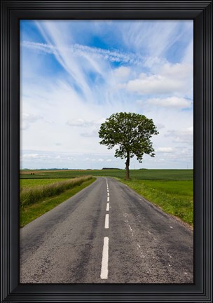 Framed Road through the countryside, Beaumont, Somme, Picardy, France Print