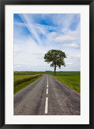 Framed Road through the countryside, Beaumont, Somme, Picardy, France Print