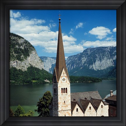 Framed Spire of Hallstatt Church Print