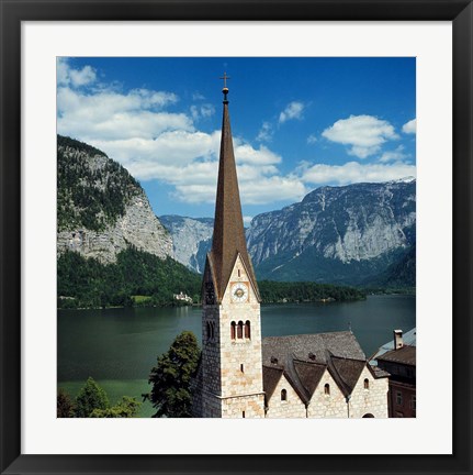 Framed Spire of Hallstatt Church Print