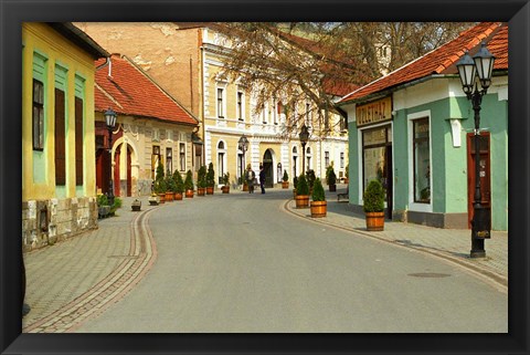 Framed Main Street, Tokaj, Hungary Print