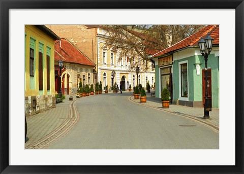 Framed Main Street, Tokaj, Hungary Print