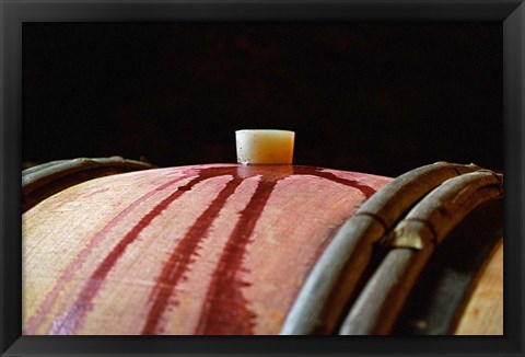 Framed Red Wine in Oak Barrel at Lucien Muzard Print