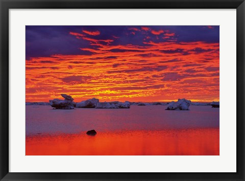 Framed Hudson Bay Floating Ice Against Sunset Print