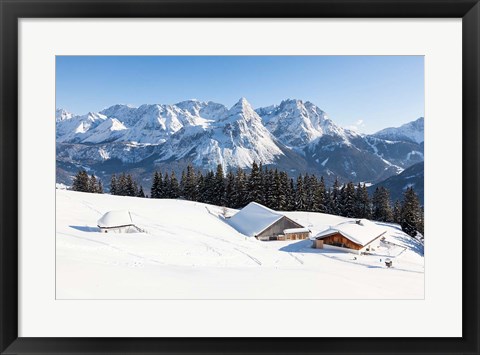 Framed Mieminger Mountains in Winter Print