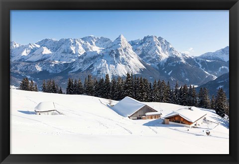 Framed Mieminger Mountains in Winter Print