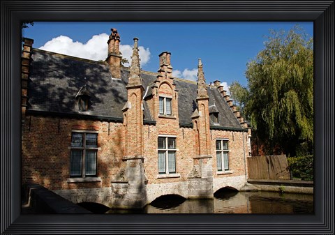 Framed Canal Building, Bruges, Belgium Print
