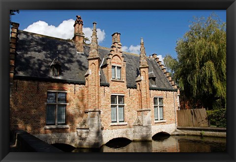Framed Canal Building, Bruges, Belgium Print