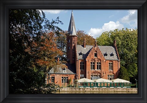 Framed Brick Church On Minnewater Lake Print