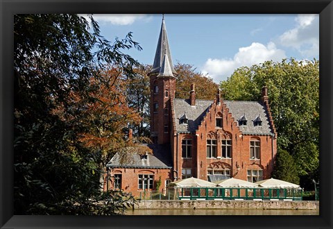 Framed Brick Church On Minnewater Lake Print