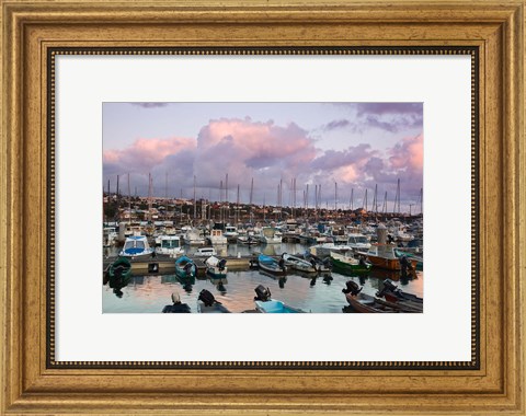 Framed Yacht Harbor, St-Pierre Print