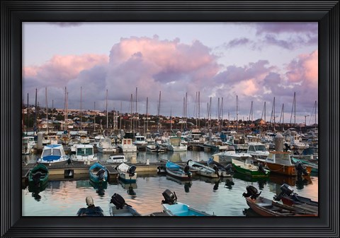 Framed Yacht Harbor, St-Pierre Print