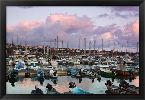 Framed Yacht Harbor, St-Pierre Print