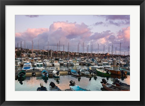 Framed Yacht Harbor, St-Pierre Print