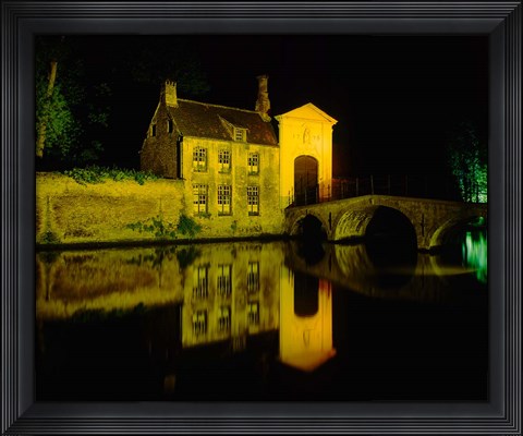 Framed Beguinage at Night, Bruges, Belgium Print