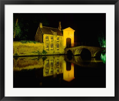 Framed Beguinage at Night, Bruges, Belgium Print