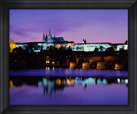 Framed Hradcany Palace and Vltava River Print