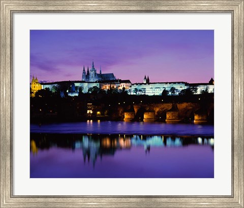 Framed Hradcany Palace and Vltava River Print