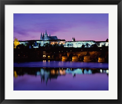 Framed Hradcany Palace and Vltava River Print