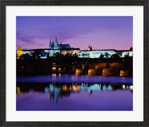 Framed Hradcany Palace and Vltava River Print