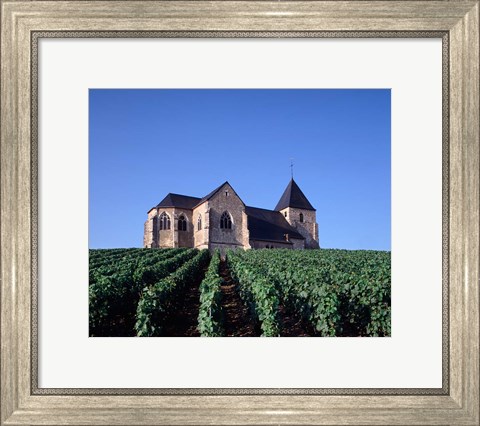 Framed Chavot Church and Vineyards, France Print
