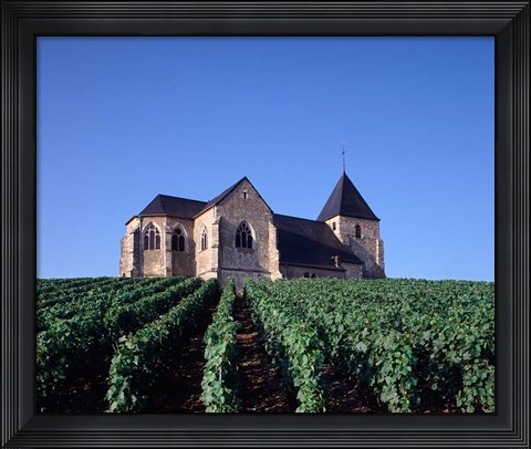 Framed Chavot Church and Vineyards, France Print