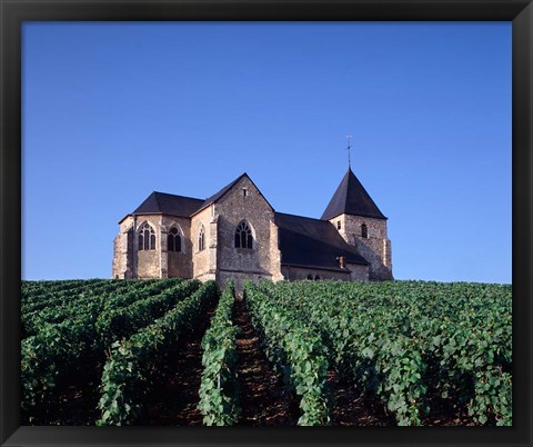 Framed Chavot Church and Vineyards, France Print