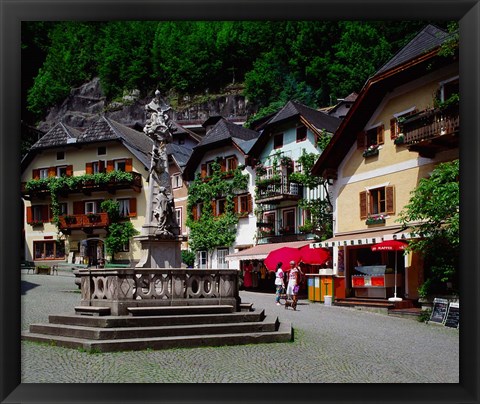 Framed Village of Hallstatt, Salzkammergut, Austria Print